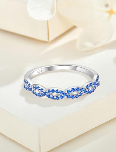 Twisted Stackable Ring 925 Sterling Silver Infinity Ring Round Birthstone Eternity Jewelry for Women4
