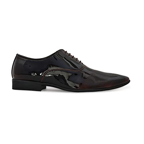 Image of San Frissco mens Ak 1043 San Frissco Men's Formal Shoes Glossy Shine Lace Up Derbys Office Wear Footwear Soft Cushioned Footbed with TPR Sole Lightweight, Flexible and Stylish for Wedding and Parties - 11 (Pine)