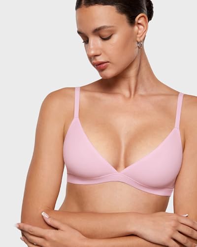 Image of INLYRIC Women's Inbarely Triangle Bralette Plunge Unlined Seamless Bra No Underwire Sexy Comfortable Everyday