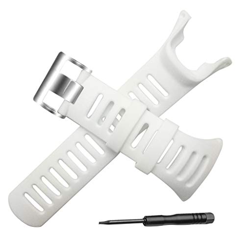 Anjuley   Correa de reloj de goma flexible de repuesto para SUUNTO Ambit 1 2 3 4 Peak 2R 2S 3S 3R zafiro, color blanco