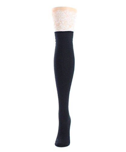 Image of MeMoi Jumbo Cable Over The Knee Cotton Blend Warm Socks