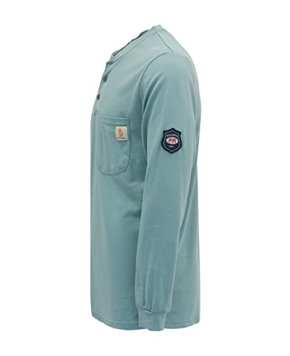 Image of BOCOMAL FR Shirts Flame Resistant Shirt 5.5oz 100% Cotton Light Weight CAT2 Fire Retardant Henley Shirts