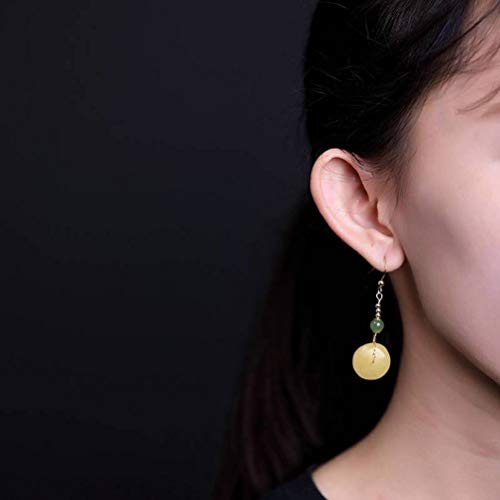 Boucles d'oreilles style chinois or 14K et ambre le cadeau rétro idéal - 3