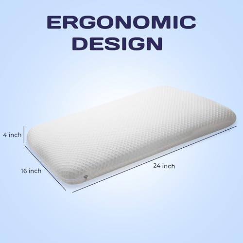 Image of Billebon Memory Foam Pillow, Orthopedic Pillows for Sleeping, Pillow for Neck Pain and Shoulder Pain, with Cover, White, Pack of 1