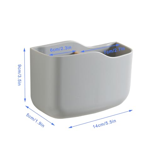 SUNFICON Adhesive Remote Control Holder Wall Mount Media Player Controller Holder Universal TV Remote Organizer Caddy Box Tray Hollow Bottom Slot Easy Phone Charging Home Office Desk Nightstand Gray