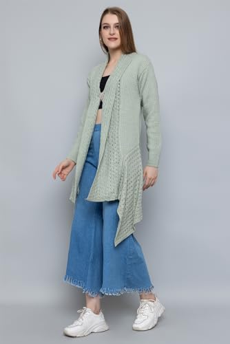 Image of Wear lusso Women's Woolen V-Neck Open Front Shrug Cardigan | Long Sleeve Winter Sweater for Girls & Ladies | Stylish Warm Outerwear in Trendy Colors