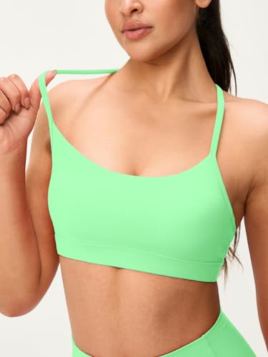 Image of Womens Y Back Padded Sports Bra Strappy U Neck Butter Soft Low Impact Workout Bras Yoga Pilates Walking