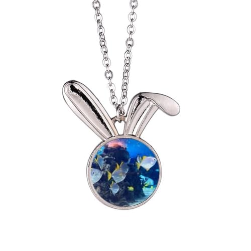 Collier pendentif lapin finition science et nature avec détails minutieux poisson océan