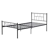 ★☆Metall Einzelbett Bettrahmen☆★Dieser Metallbettrahmen im Vintage -Stil verfügt über ein mittelalterschlossmuster Kopfteil und Fußboard. Es ist leicht zu installieren und perfekt für Kinder und Teenagerzimmer, Gästezimmer, Schlafsäle, Wohnungen und kurze Besuchsfamilien oder Freunde usw. zu verwenden.
