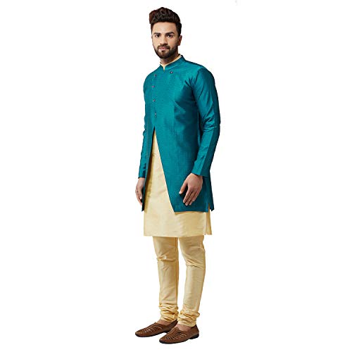 Image of SOJANYA Men's Silk Blend Solid Kurta & Pyjama Set