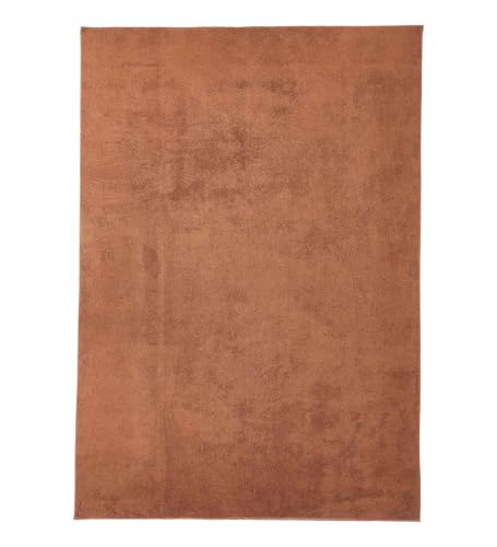 Image of Obsessions Large Indoor Polyester Carpet with Solid Pattern Felt Backing, Ideal for Bedroom & Living Room 120x170cm, Brown