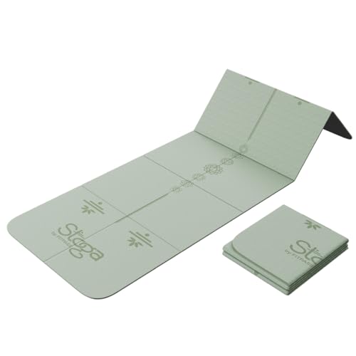 Image of Stoga Origami Foldable 6mm Yoga Mat | Non-Slip | Mat for Men & Women | Lightweight, Sweat-Resistant, Eco-Friendly TPE Mats with Carry Strap | Best Yoga Mat for Home, Travel & Gym (Green)