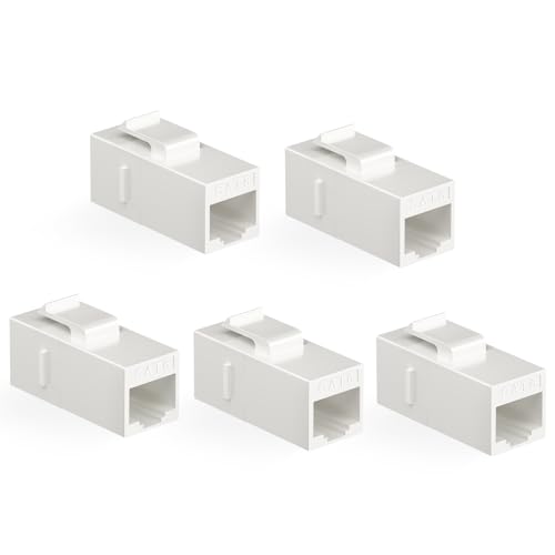 Awishwell CAT6 RJ45 Keystone Jack (5 Pack) Inline Coupler Cat6 RJ45 Keystone Coupler Ethernet Coupler Female to Female Cable Extender White