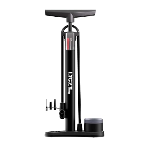 Pompa per Bicicletta, Pompa per Pneumatici per Bicicletta portatile nera LYGZTing, con pedale per Manometro, pompa Multifunzionale...