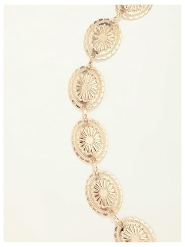 GORGLITTER Women's Boho Chic Cowgirl Belt Metal Floral Waist Chain Belts Western Concert Outfits2