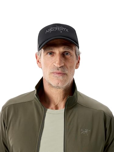 Arc'teryx Bird Word Trucker Hat | Lightweight Breathable Trucker Hat | Black/Cloud, Large X-Large