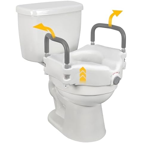 Vaunn Medical Toilet Seat Riser with Grab bar Handles Cover