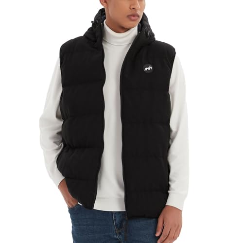 Image of MADHERO Men's Puffer Vest with Hood Water-Resistant Puffy Vests Outerwear Sleeveless Jacket