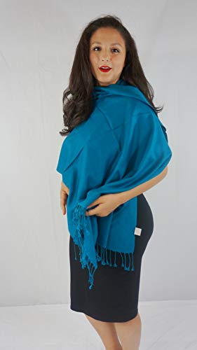 Solid Pashmina Shawl, Scarf, Wrap & Stole (Large size) Teal Green2
