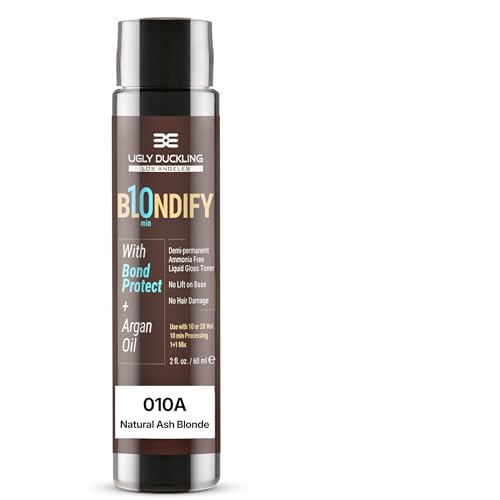 Ugly Duckling Blondify Natural Ash Blonde Toner 10A with Bond Protect & Argan Oil, Neutralizes Brassy Yellow Tones, No Lift Formula for Pre-Lightened Level 9+ Hair, Ammonia & PPD Free, 60ml