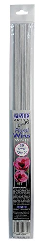 PME Sugarcraft Floral Wires White 30 Gauge, 14 Inches Long, Pack of 50