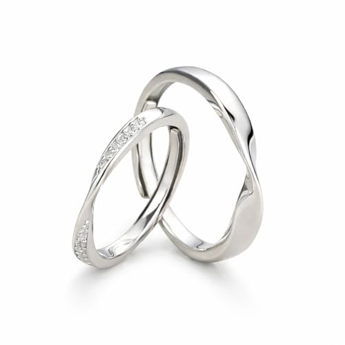 Generic Two Rings, One Bond Silver Tone Couple Ring Set Pack of 2 - Image 2