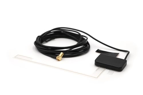 Blaupunkt Aktive DAB/DAB+ Scheibenklebeantenne, mit intergriertem 15dB Verstärker, 12V, SMB Stecker, 3M Kabel, Montage an Frontscheibe, schwarz