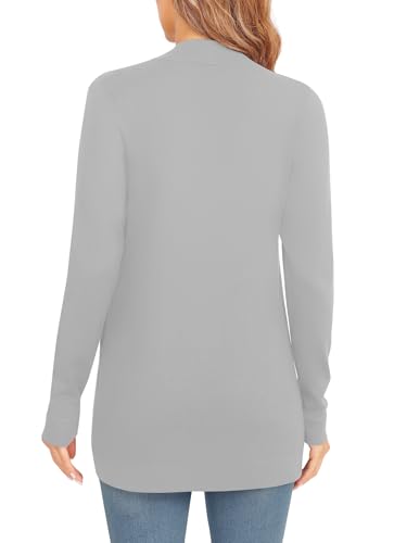 Image of EXCHIC Women's Long Sleeve Lightweight Knit Sweater Cardigan Curved Hem Open Front Cardigans with Pockets