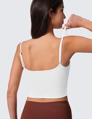 Image of Womens Scoop Neck Longline Sports Bra U Back Adjustable Strap Double Lined Workout Crop Tank Top with Built in Pads