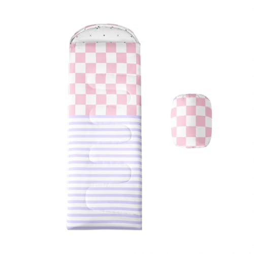 Saco de dormir Erosebridal a cuadros color rosa púrpura, tamaño Tw, rectangular miniatura 1