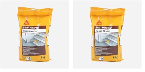 Sika Minipack Mortero de Reparación, listo para su uso, reforzado con microfibras sintéticas para reparar, regenerar reperfilado y regularización de superficies de hormigón, Gris, 5 kg (Paquete de 2)