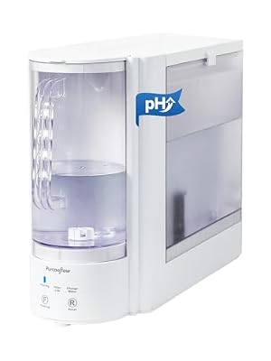 Purcooflow Countertop Reverse Osmosis Water Filtration System, Alkaline, Compact Auto-Fill Dispenser for Home, 4-in-2 Water Purifier, 3.5:1 Pure to Drain Ratio, No Plumbing Required,