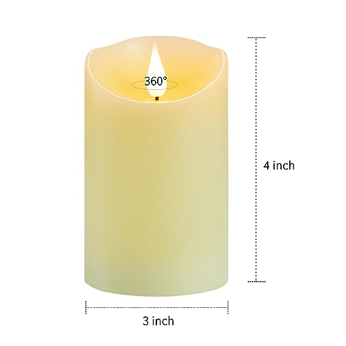 Image of Flickering Flameless Candles, Battery Operated Candles with Remote and Timer, Last 1000+ Hours Battery Candle, 3D Wick, Real Wax Pillar Electric led Candle, Wedding, Christmas Decor 3 inch x 4 inch