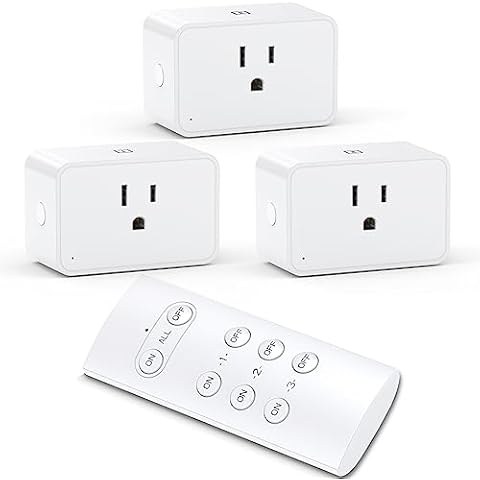 G-Homa Wireless Electrical Outlets with Remote Control, 1875W/15A, 100FT Range, ETL Listed - 3 Sockets + 1 Remote Cover