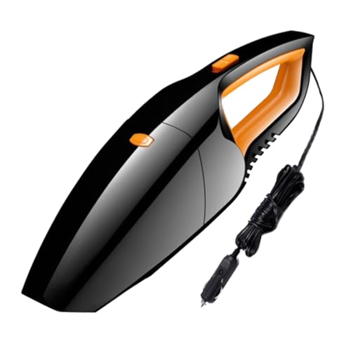 HAPINARY 1pc Portable Dual-Purpose Car Vacuum Cleaner Wired Auto Vacuum Strong for Wet and Dry Cleaning Cord Comfortable Grip Efficient Filtration Orange Random Style