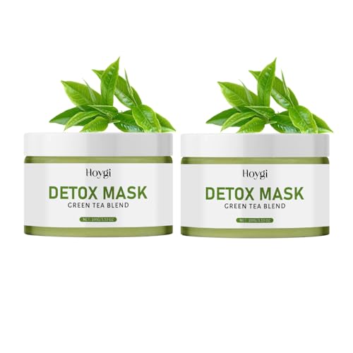 緑茶塗布式スキンケアパック、清潔マスク、毛穴を清潔にし、古い角質を取り去り、みずみずしい肌をいたわる、メンズ/レディース共用 全肌タイプ対応 (2個)