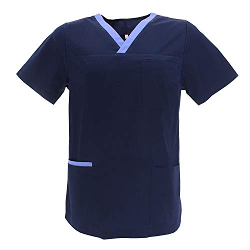 Misemiya - VÊTEMENTS DE Travail Unisex COL PIC Manches Courtes Médicaux Unisexe - Ref.G713 - Small, Bleu Marine