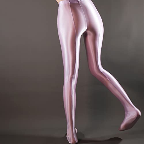 Image of cloudmall Women Sexy Semi Opaque Pantyhose Running Tights Yoga Leggings Oil Shiny Stocking