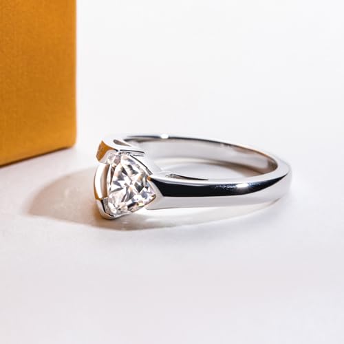 Moissanite Engagement Ring 1CT Center Stone D Color VVS1 Clarity 925 Sterling Silver Vintage Triangle Promise Anniversary Wedding Statement Rings for Women Men with Certificate3