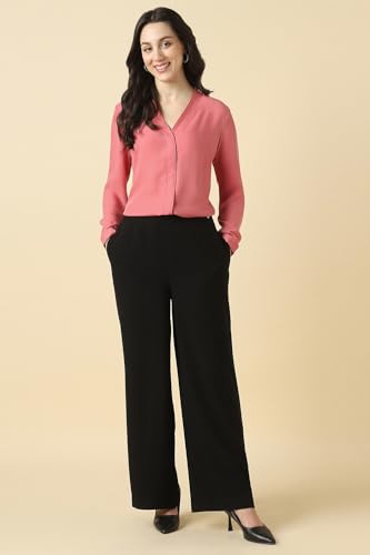 Image of Allen Solly Women's V-Neck Top | Full Sleeve | Regular Fit | Soft Comfortable Fabric | Everyday Casual Essential