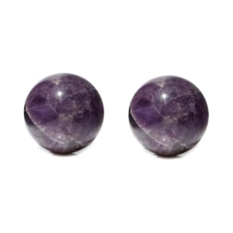 Wemeki Amethyst Ball Gemstone, Crystal Sphere Ball Figurine, Crystals and Healing Sphere Stone, Hand Carved Natural Mini Decorative Balls for Home Decor 30mm-2PCS Cover