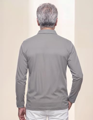 Image of Symbol Classic Men's Senior Wear Super Soft Cotton Stretch Polo | Regular Fit | Full Sleeve | Self Fabric Collar | Snap Buttons | Elderly Wear