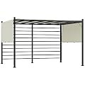 Outsunny 10' x 12' Outdoor Retractable Pergola, Patio Gazebo Canopy Adjustable Sun Shade Shelter for Backyard, Garden Activities, Beige