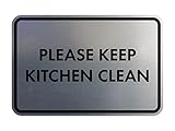 Classic Framed Please Keep Kitchen Clean Sign (Brushed Silver) - Small 1 Pack