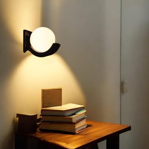 Image of GreyWings Brown Wooden Wall Light with Frosted Glass Shade, Modern Wall Mounted Lamp for Bulb Not Included, (Brown & White) Pack of 4
