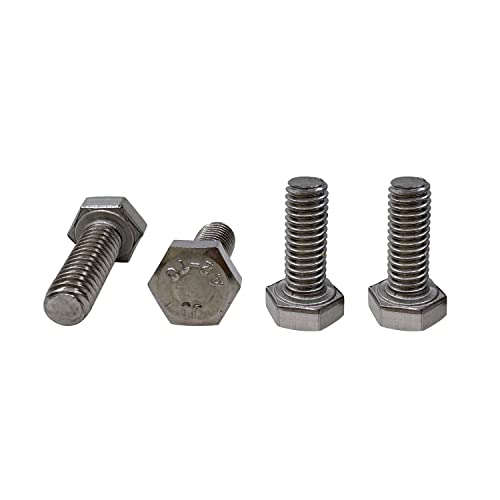 Image of M6-1.0 x 16mm Hex Bolt, Hexagon Screws, 304 Stainless Steel 18-8, Fully Thread, Plain Finish, Coarse Thread UNC 25 PCS (M6x16mm)