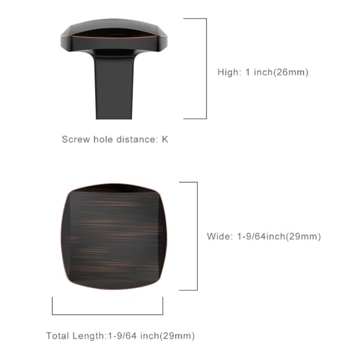 Image of 10 Pack Oil Rubbed Bronze Cabinet Knobs - Square, 1 Inch Drawer Knobs for Kitchen & Dresser Drawers