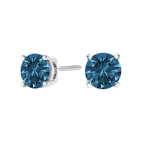 14K Gold Blue 1.00 Cttw to 3.00 Cttw Lab Grown Diamond Stud Earrings with Screw Backs2