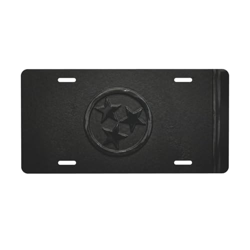 Tennessee Tri Star Aluminum License Plate Matte Black Decor 6x12