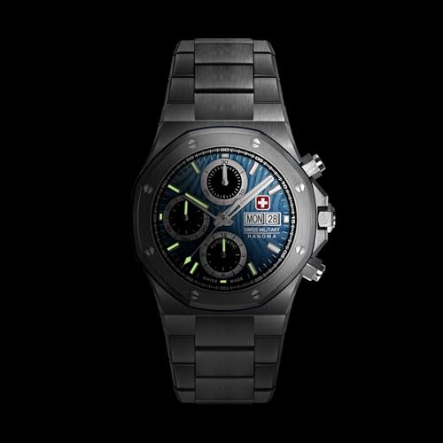 Image of SWISS MILITARY HANOWA Damask Legends Windstorm Blue Round Dial Swiss Made Automatic Watch for Men | SMWGL0007001